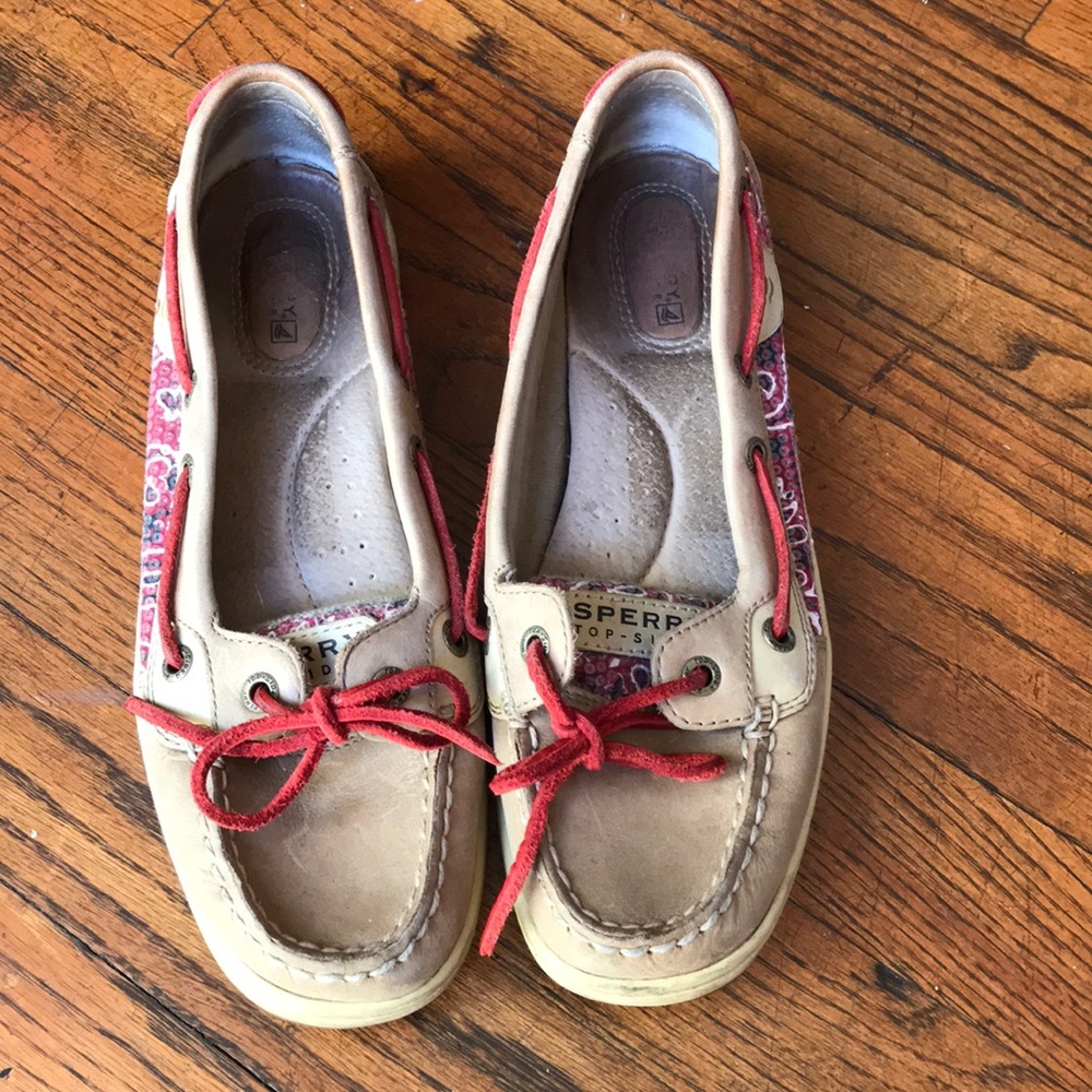 Sperry Red-paisley sequined Top Sider